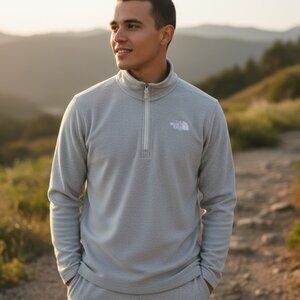 The North Face TKA Glacier 1/4 Zip Pullover Gray Fleece NF0A3YR1DYX Mens Sz Med